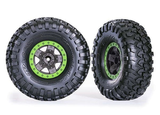 TRA8181-GRN Traxxas Tires & Wheels(TRX-4 Sport 2.2" Gray, Green Beadlock)(2)