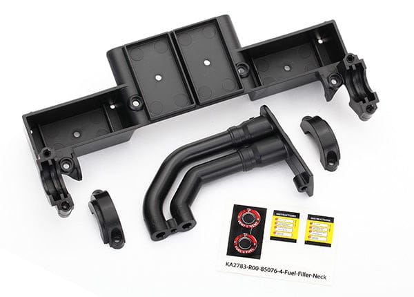 TRA8420  Chassis tray/ driveshaft clamps/ fuel filler (black)
