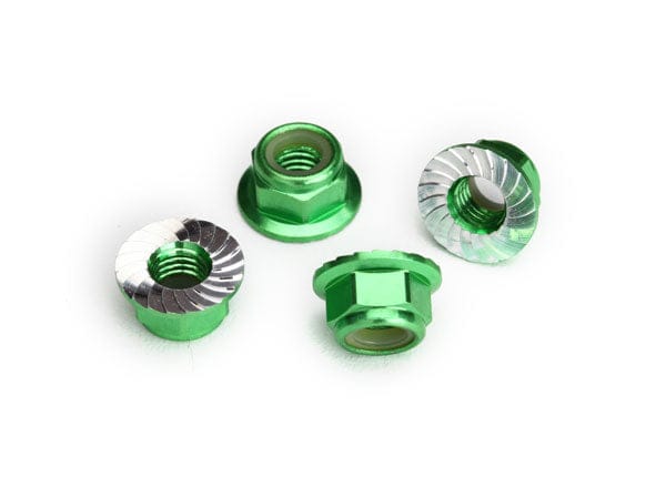 TRA8447G Nylon Locking Aluminum Flange Nuts 5mm Green Anodized (4)