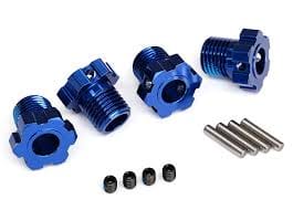 TRA8654  Wheel hubs, splined, 17mm (blue-anodized) (4)/ 4x5 GS (4), 3x14mm pin (4)