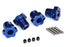 TRA8654  Wheel hubs, splined, 17mm (blue-anodized) (4)/ 4x5 GS (4), 3x14mm pin (4)