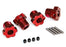 TRA8654R  Wheel hubs, splined, 17mm (red-anodized) (4)/ 4x5 GS (4), 3x14mm pin (4)