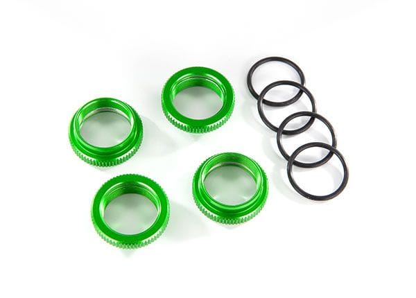 TRA8968G Traxxas Spring retainer (adjuster), green-anodized aluminum, GT