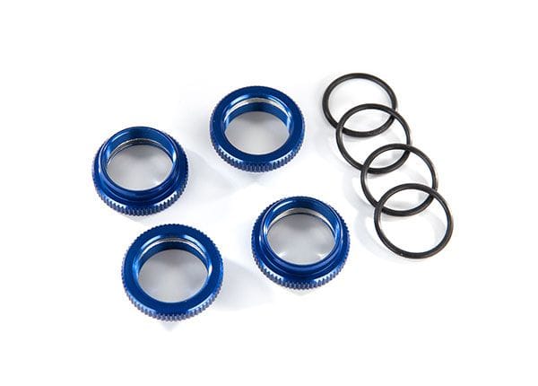 TRA8968X Traxxas Spring retainer (adjuster), blue-anodized aluminum, GT-
