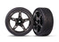 TRA9370 Traxxas Tires & wheels, assembled, glued (black chrome 2.8" wheels)