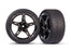 TRA9371 Traxxas Tires and wheels, assembled, glued (split-spoke black chrome wheels)