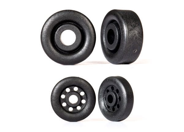 TRA9461 Traxxas Wheels, wheelie bar, black (26mm (2), 18mm (2))