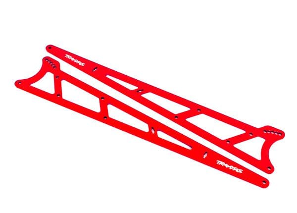 TRA9462R Traxxas Side plates, wheelie bar, red (aluminum) (2)