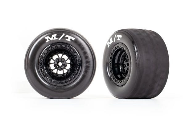 TRA9475 Traxxas Tires & wheels, assembled (gloss black wheels) (R) (2)