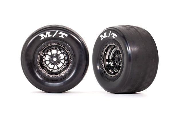 TRA9475X Traxxas Tires & wheels, assembled (black chrome wheels) (R) (2)
