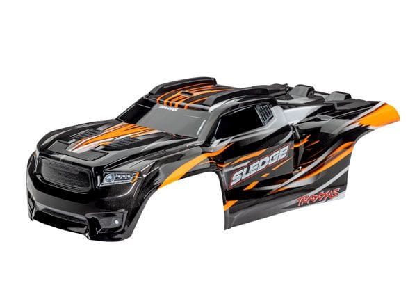 TRA9511T Traxxas Body, Sledge, orange/ window, grille, lights decal sheet
