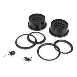 LOSB7034 Wheel & Beadlock Set, Black (2), 5T