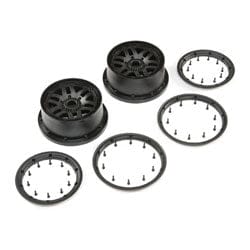 LOS45025 Wheel & Beadlock Set, Black (2): 5ive-T 2.0