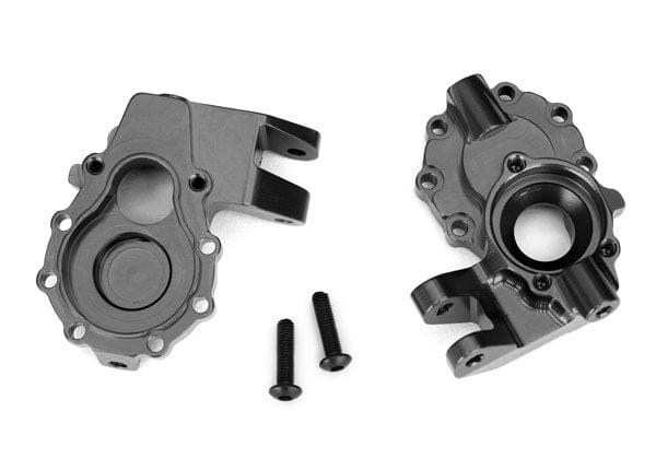 TRA8252A Traxxas Portal housings, inner (front), 6061-T6 aluminum (charcoal gray-anodized) (2)/ 3x12 BCS (2)